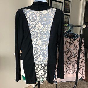 Flower Lace Back Panel Wrap Shirt